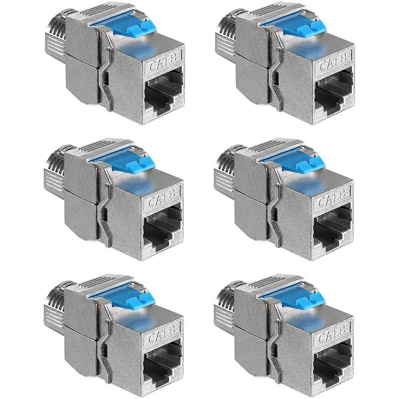 

Модульные Разъемы Keystone CAT-8, 6 шт., экранированный разъем Keystone Jack RJ45 Cat 8, модуль Ethernet 40 Гбит с металлическим корпусом
