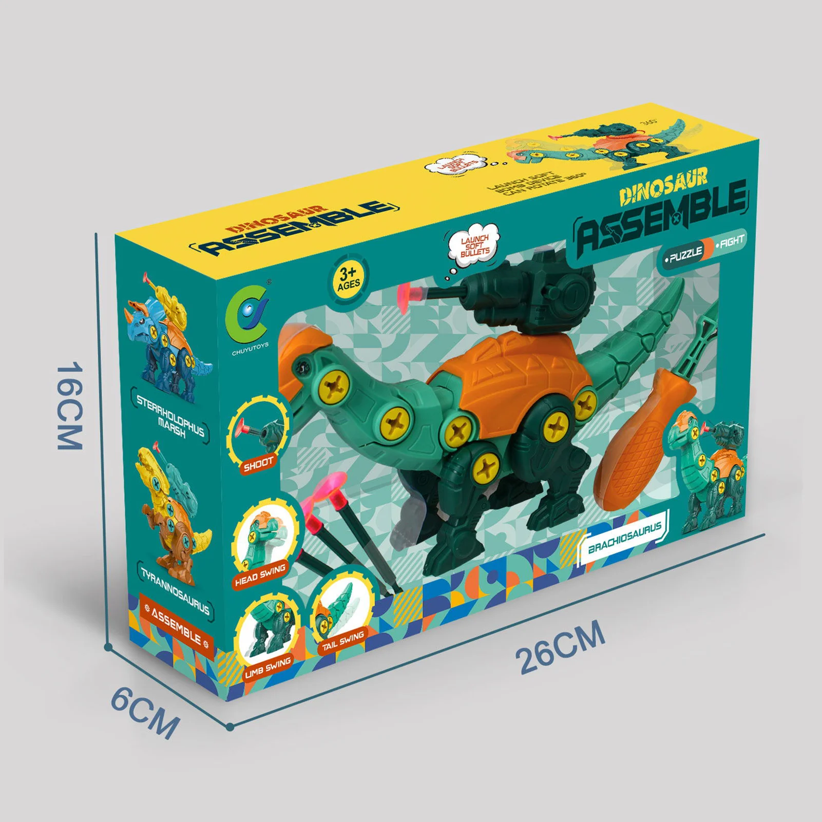 

Children's Dinosaur Cool Boy Toy Set Educational Designer Montessori Screw Nut Combination Assembling DIY Toys Gift For Kid
