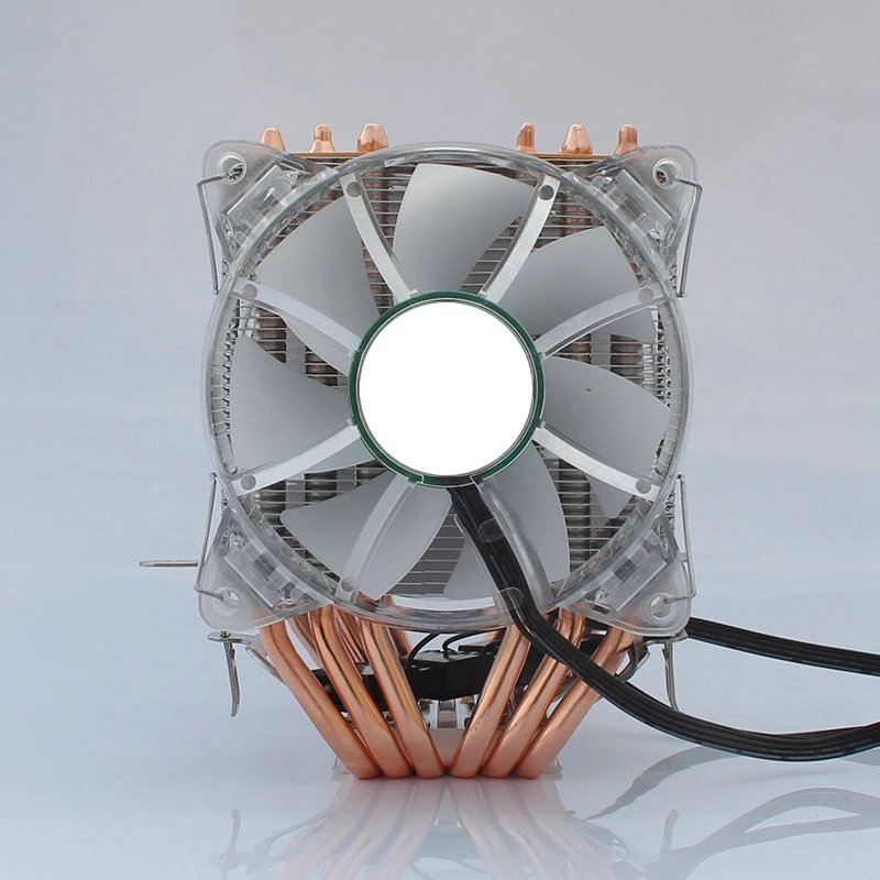 

6 Copper Tube CPU Radiator Chassis Fan Synchronous Lighting 1150AMD1366 2011 Crystal Light Three Fans + Chassis Fan