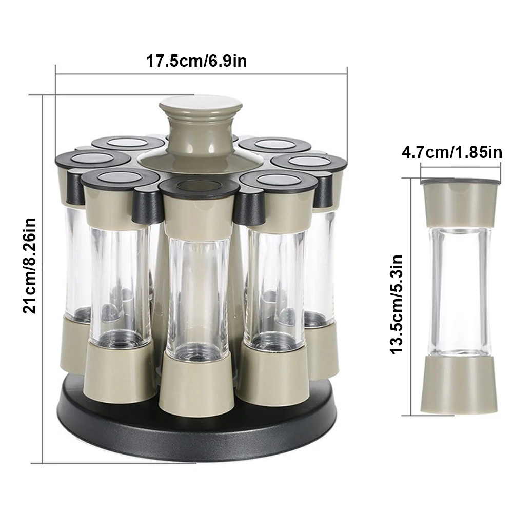 

Household Can Shelf with 8 Seasoning Bottle Cruet Rotatable Rack Condiment Spice Pepper Herb Salt Container Jars Storage Holder