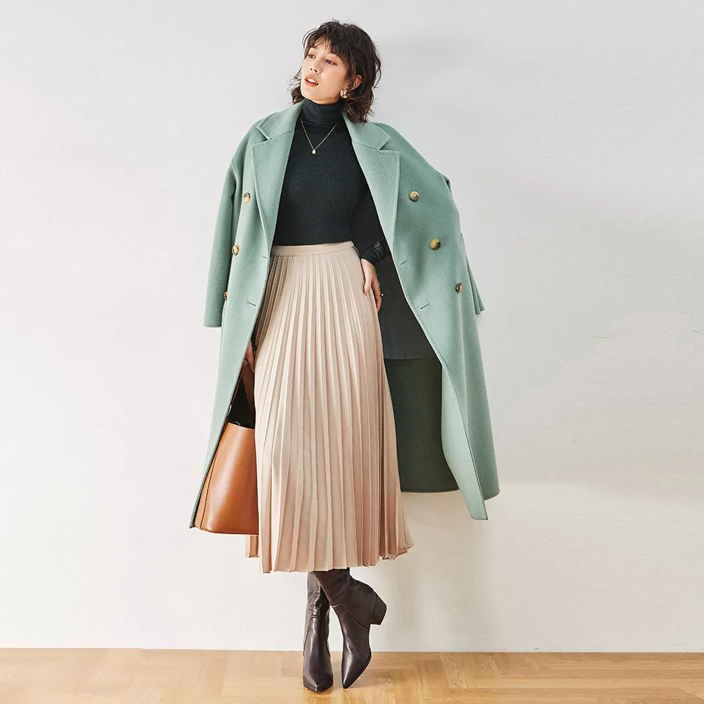 

New loose slim casual temperament double-sided cashmere woolen coat