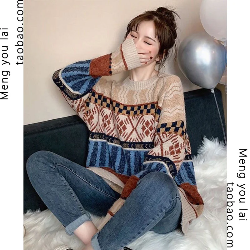 

Осень 2021, зимний свитер, женские топы, вязаный пуловер, женская мягкая теплая толстая верхняя одежда