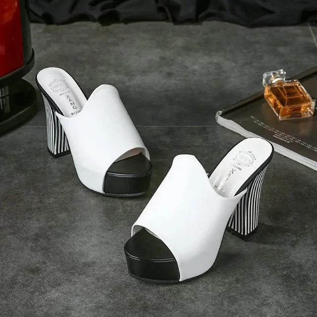 Босоножки женские на массивном каблуке элегантные туфли платформе пикантные