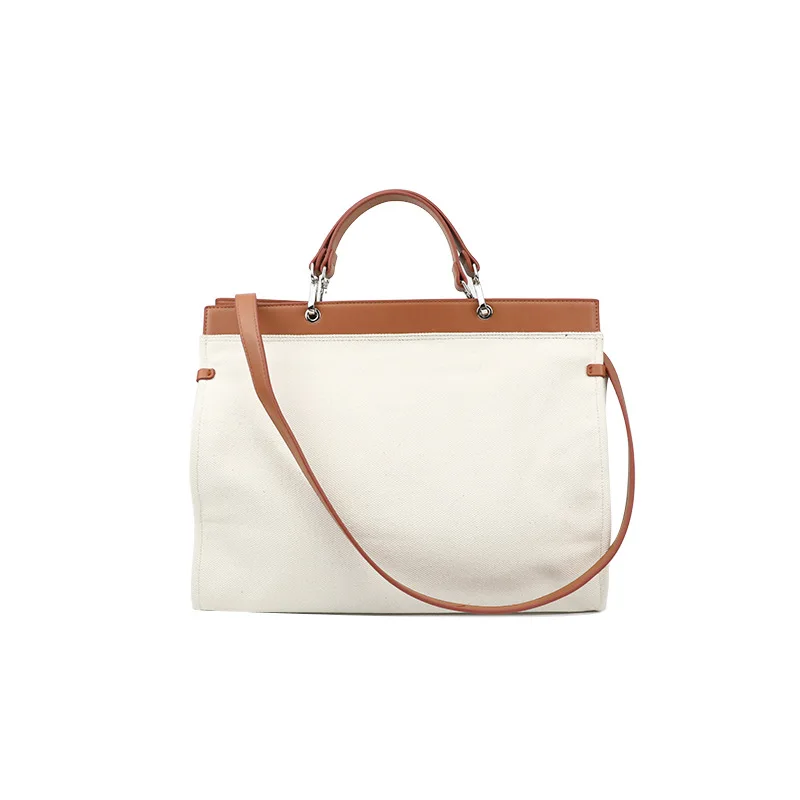 

Wild Simple satchels 2020 New Contrasting Color Canvas Bag Female Student Art Cloth Handbag Single Shoulder Diagonal Bag