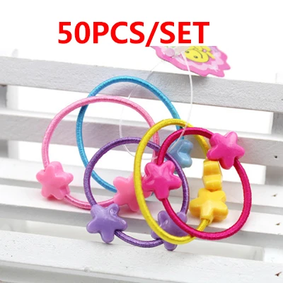 50pcs Style 15 Модные милые эластичные резинки для волос с героями мультфильмов; резинки для волос; резинки; повязки на голову; аксессуары для волос для детей; для девочек - Цвет: 50pcs Style 15