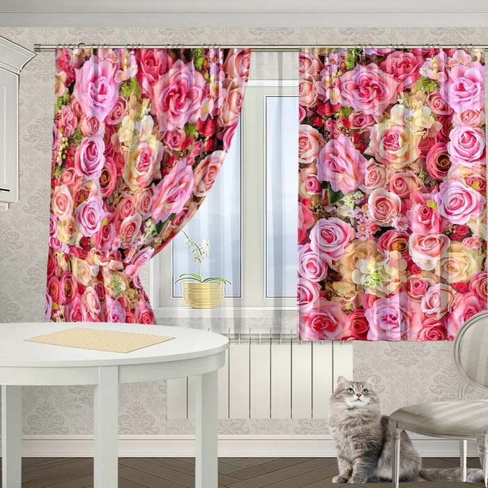 Шторы Розы 140*180см 2 предмета (арт. 331)|Занавески| |