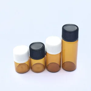 10 шт. мини Янтарная стеклянная бутылка с отверстием редуктор и крышка маленький 1 мл 2 мл 3 мл 5 мл эфирное масло прозрачные флаконы