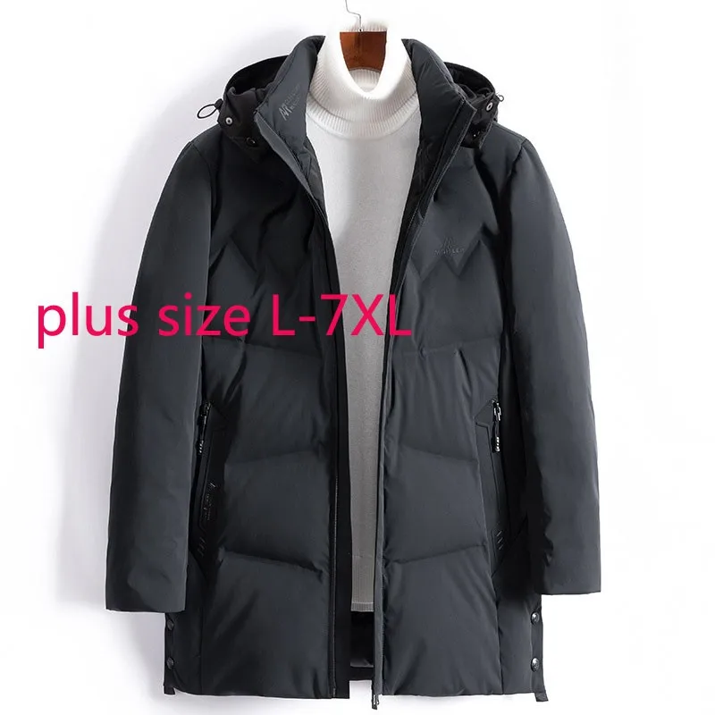 

New Arrival Fashion Super Large Winter Thick Men Stand Collar Hooded White Duck Down Casual Down Jacket Plus Size L-5XL 6XL 7XL