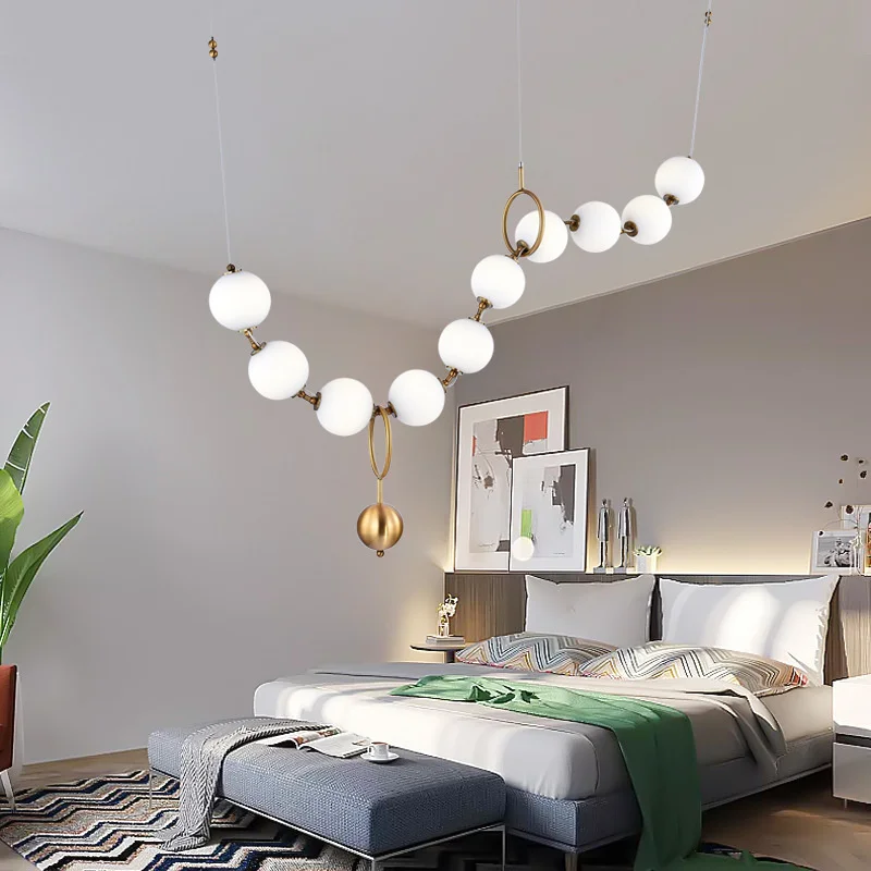 Скандинавская светодиодный ная люстра ZuuuVny со стеклянной шариковой цепочкой