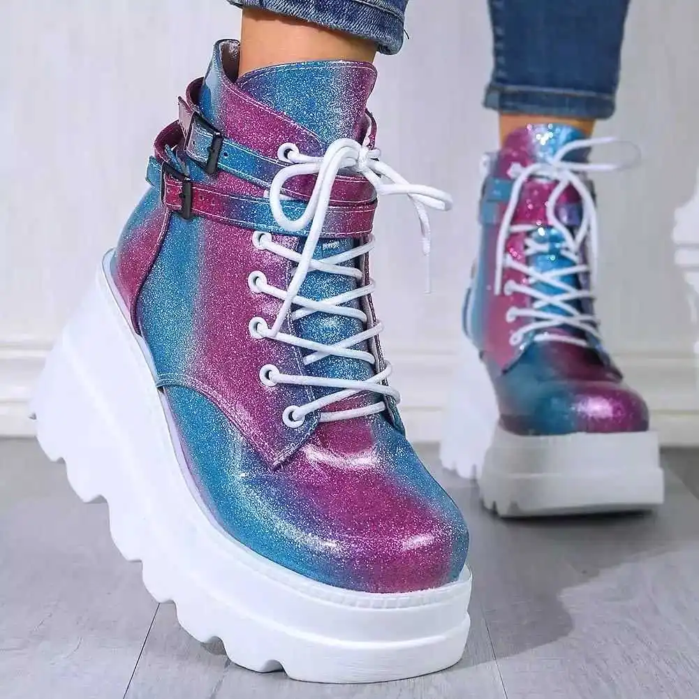 

Thick soled fashion women's boots autumn winter 2020 new polyurethane soled high heel color short boots water platform 43