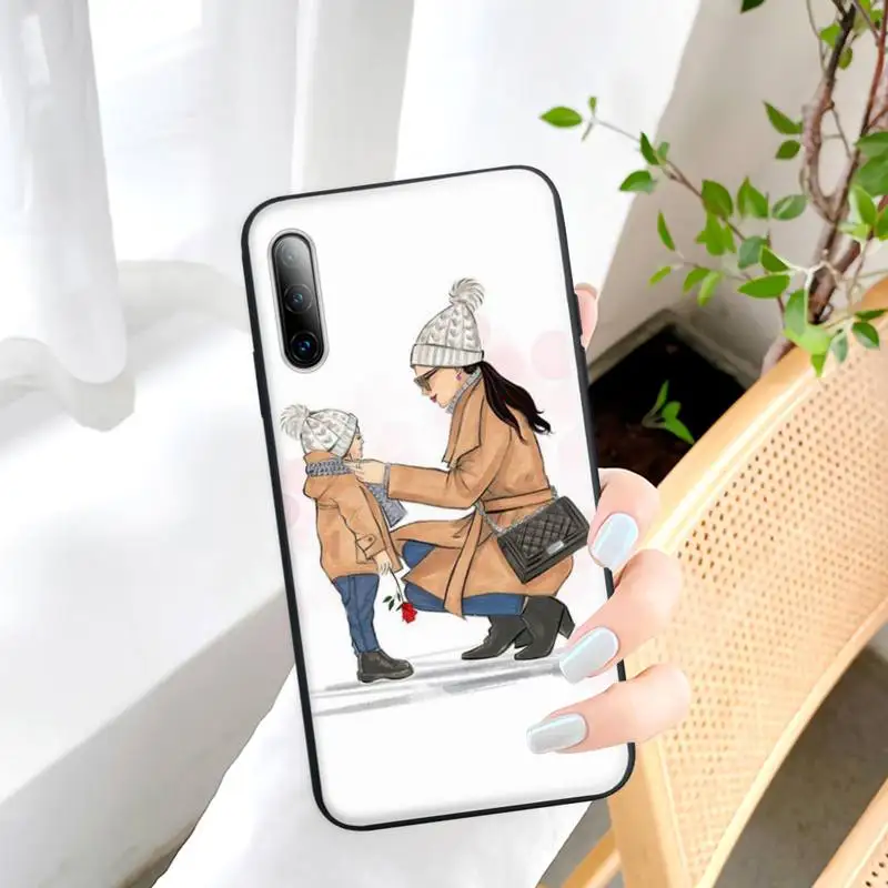 

Black Brown Hair Baby Mom Girl Son Silicone Cell Phone Cover Case For Samsung Galaxy S9 S10 S20 S21 S30 Plus Ultra S10e S7 S8