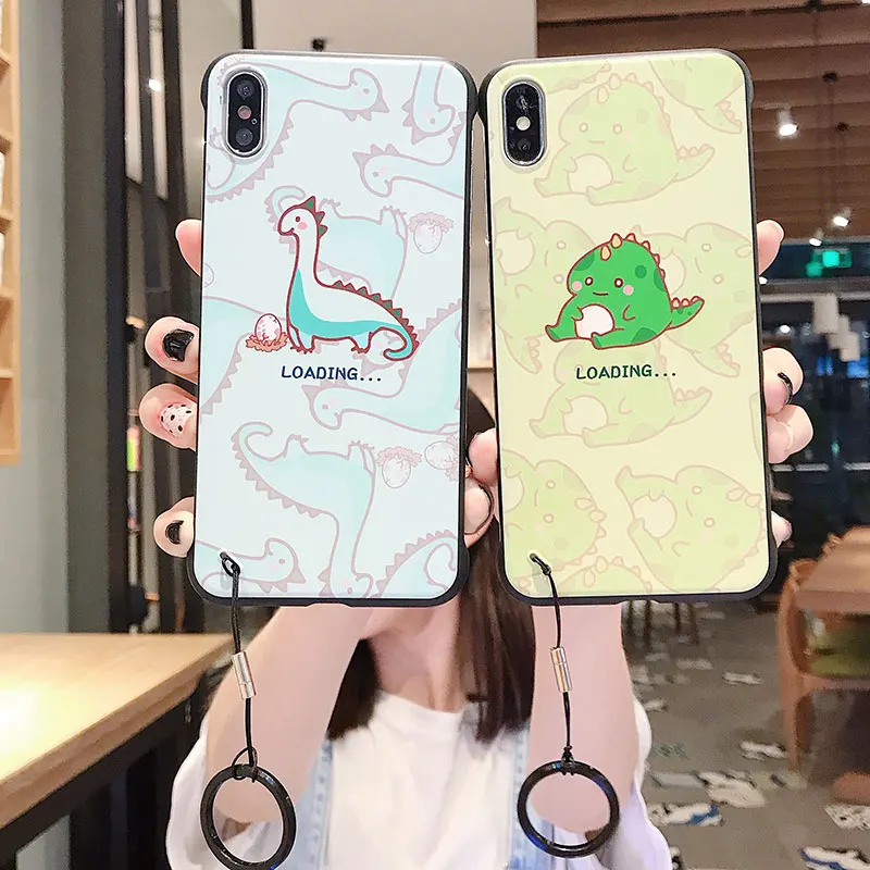 Милый мультяшный Забавный чехол для телефона с динозавром iPhone X Xs Max XR 7 8 6S 6 Plus Fundas