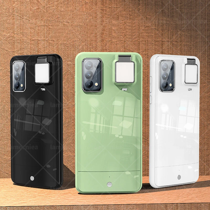 

For OPPO Reno 6 4 5 Pro Plus Ring Light Case With Flash Led Fill Light Shot Fashion Case For Oppo Reno 3 4 5 Pro 4 SE Ringlight
