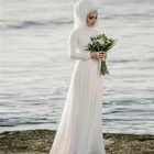 Арабские мусульманские свадебные платья с длинным рукавом, женское шифоновое пляжное платье для свадебной вечеринки, свадебные платья