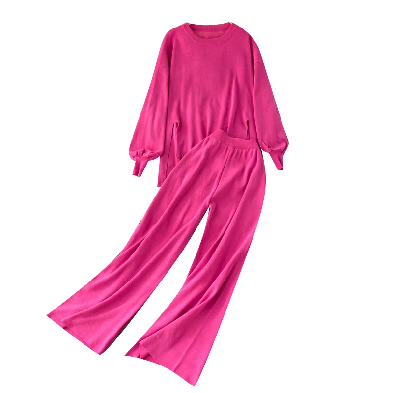 Женский костюм-двойка из топа и длинных брюк с высокой талией в Корейском стиле