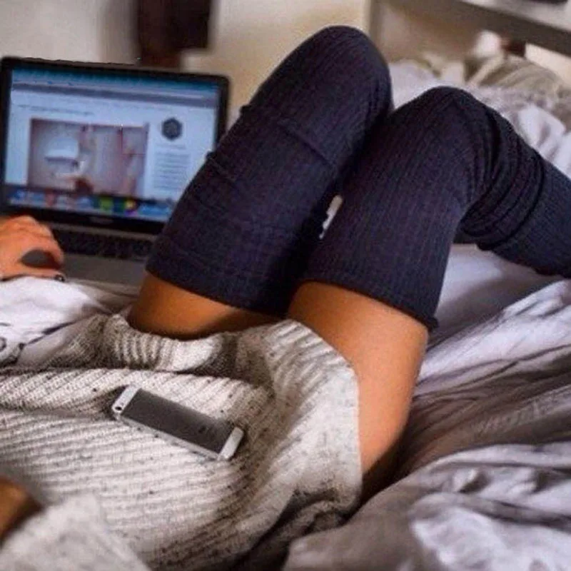 Женские гольфы в полоску длинные носки до бедра зима 2020 высокие теплые мягкие