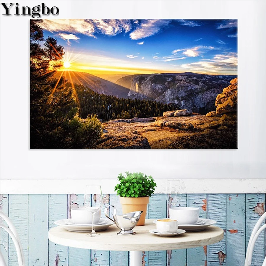 Осенний закат природа пейзаж дерево Сделай Сам 5D алмазная картина наборы полная