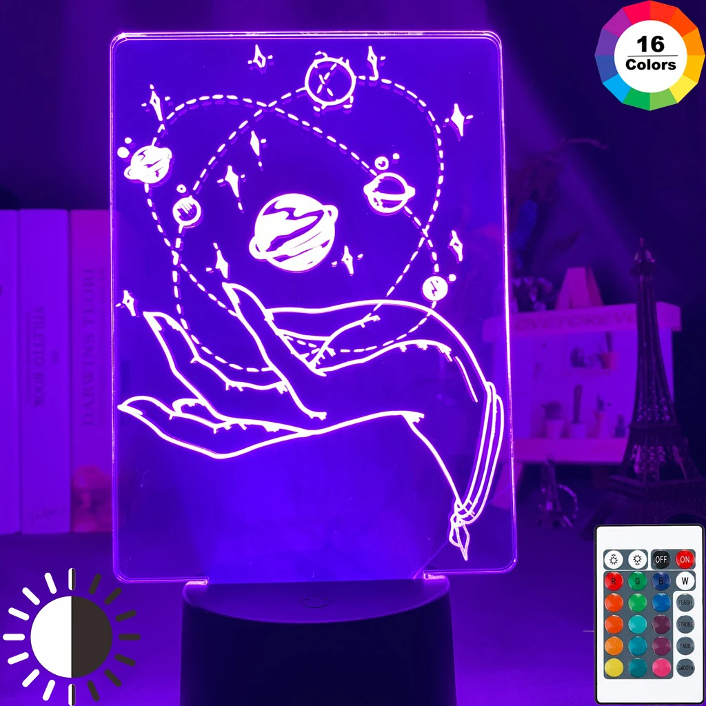 

Ночсветильник «Планета в руке» для девочек, ночсветильник с питанием от Usb и аккумулятором, 7 цветов, украшение для дома, ночник, прикроватны...
