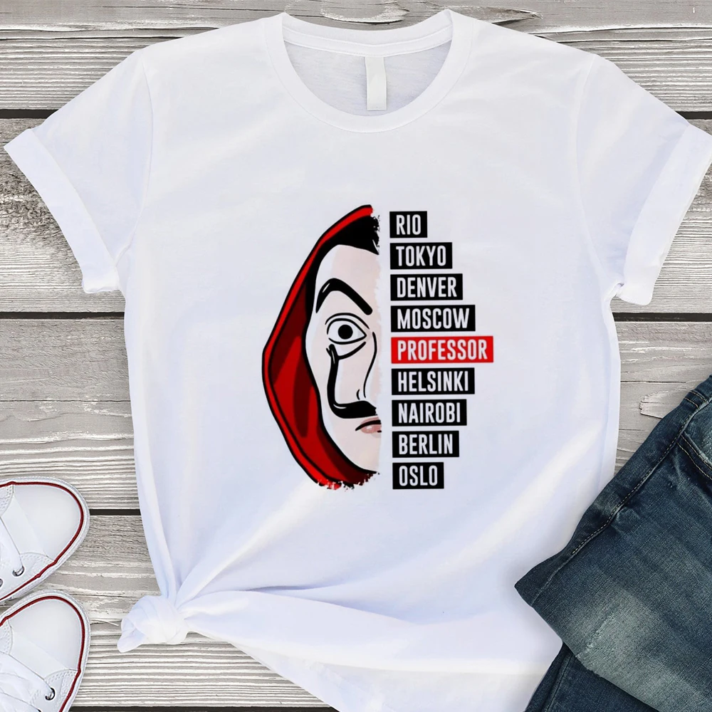 

European Popular TV Series La Casa De Papel Women Streetwear T-shirt MONEY HEIST Fashion Plus Size Crewneck Tshirt Spring Tops