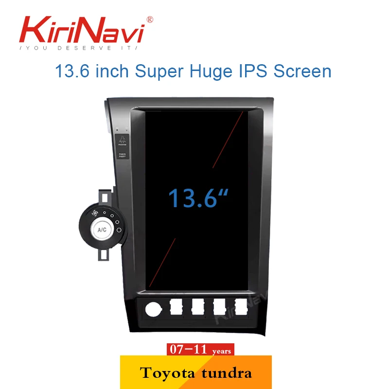 KiriNavi вертикальный экран Tesla стиль 13,6 ''Android 6,0 Автомобильный Радио gps навигация для Toyota Tundra DVD Автомобильный плеер 4G 2007-2011