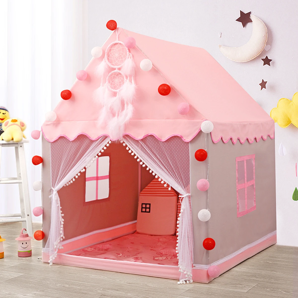Children Play Tent Princess Castle House Cartoon Game Room Easy Assemble Playhouse Tent Toys Gifts for Kids Indoor and Outdoor folding tipi children tent play house lovely girls princess castle outdoor indoor playhouse waterproof toy tents for kids gifts