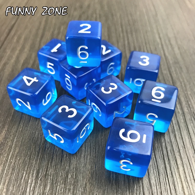 Высокое качество многогранный прозрачный/прозрачный цифровой D6 игральные кости