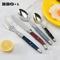 4pcsset stainless steel dinnerware set black cutlery silverware plastic handle tableware flatware home household use bar