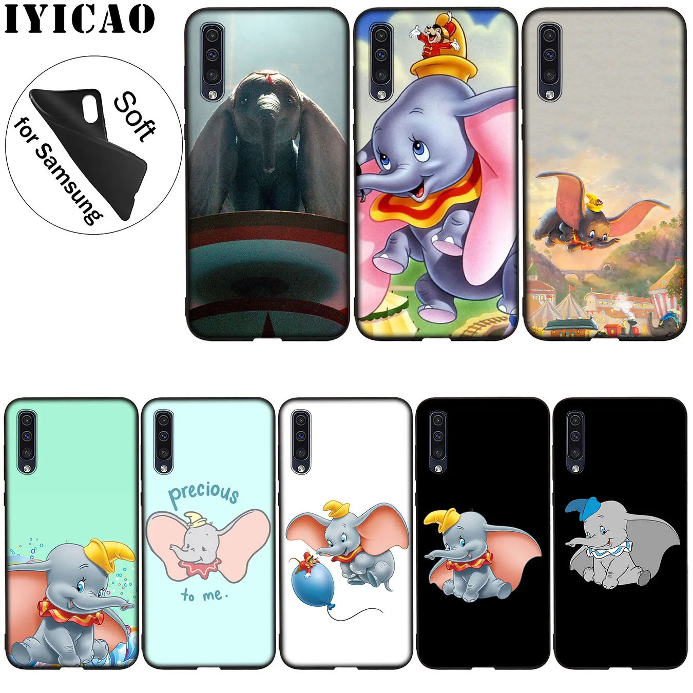 Чехол из мягкого силикона IYICAO с забавным слоненком Dumbo для Samsung Galaxy A51 A71 A81 A91 A41 A21 A11 A01 M10 M20 M30 M40.