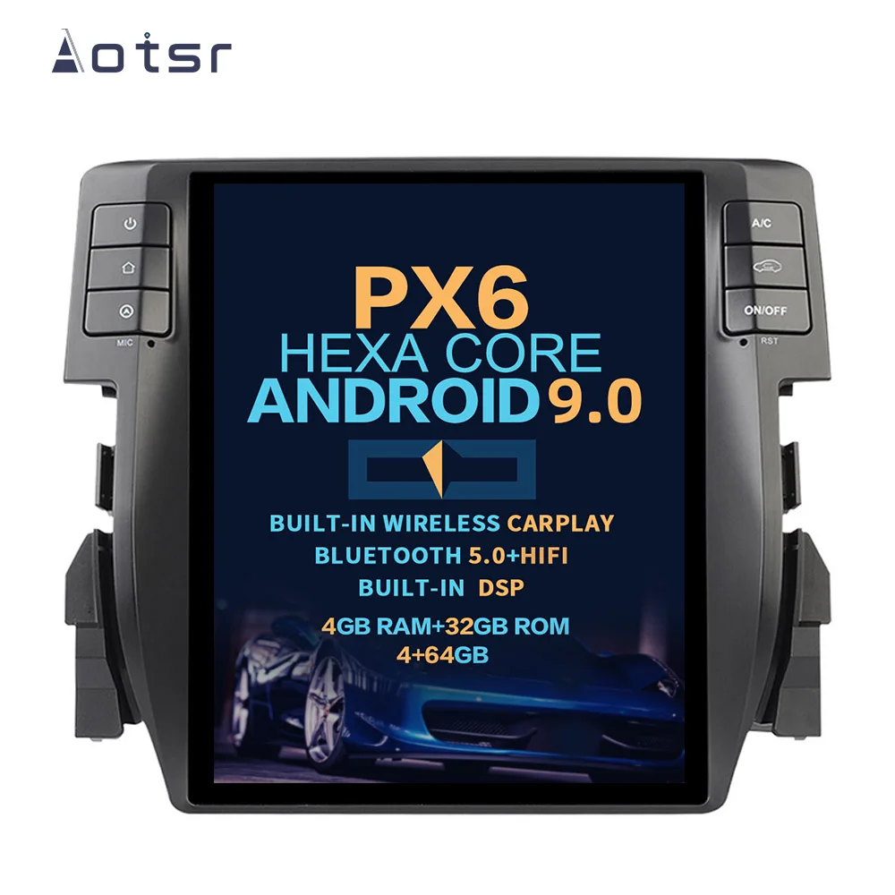 Автомобильный мультимедийный DVD плеер Aotsr Tesla с вертикальным экраном 10 4 дюйма Android