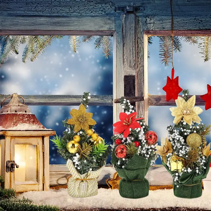

6Pcs Realistic Small Christmas Trees Decoration Ornament Tabletop Adornment