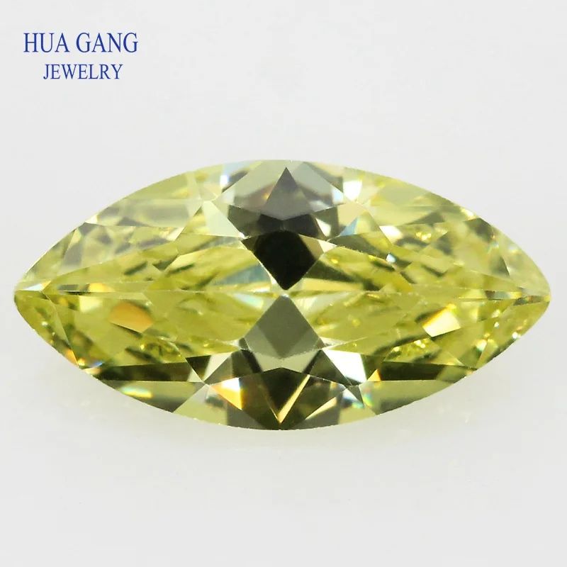 

Olive Marquise Shape 5A Brilliant Cut CZ Stone Synthetic Gems Yellow Cubic Zirconia For Jewelry Wholesale Size 1.5x3~10x20mm