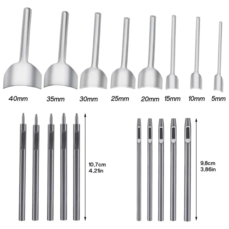 Цена Дырокол для кожи, набор дыроколов для кожи + 8 шт. инструментов для работы с кожей, полукруглый дырокол для ремня, кошелька