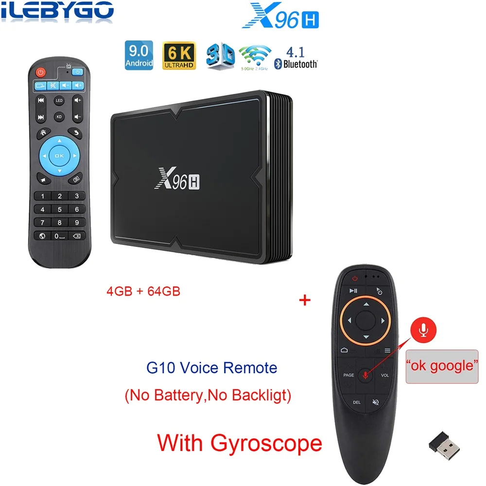 X96H Android 9,0 smart tv box, 4 Гб оперативной памяти, 32 Гб встроенной памяти, Bluetooth 4,1 2,4g/5g Wi-Fi hdmi в IPTV Set-Top box с 3 портами(стандарт порт 2G/16G медиаплеер PK X96 - Цвет: 4GB 64GB G10