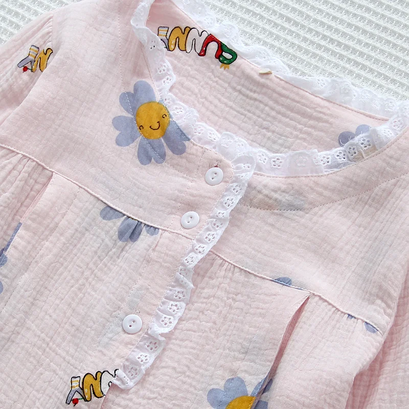 

New cotton maternity spring and summer new women's home service pregnant women large breastfeeding cute flower sleepwear set
