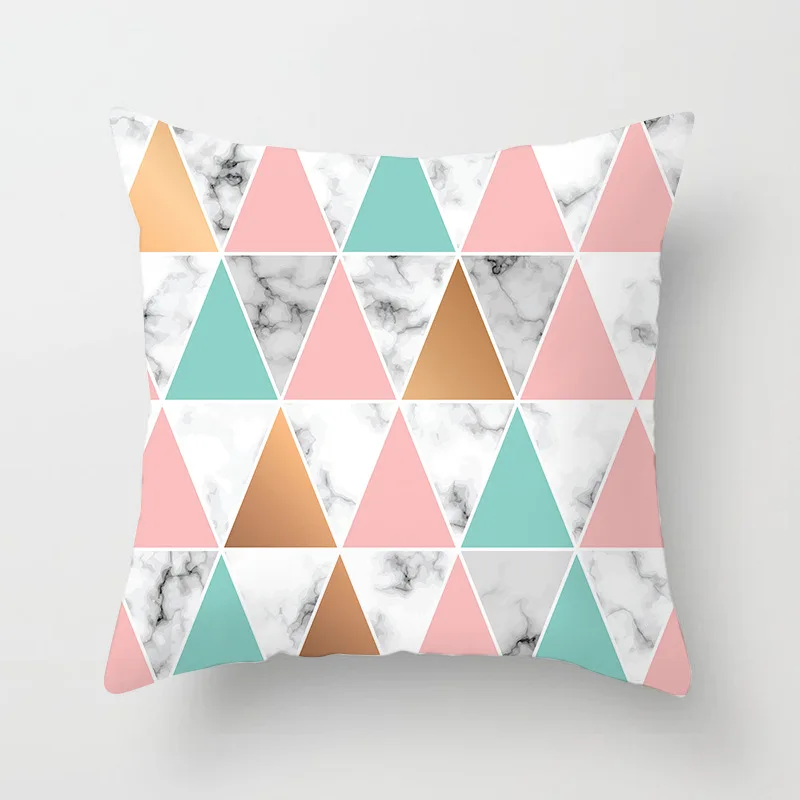 

Marble Pattern Pillowcase Geometric Stripe Heart Printing Cushion Cover Soft Home Bed Sofa Car Decorative Throw Pillow Case P05