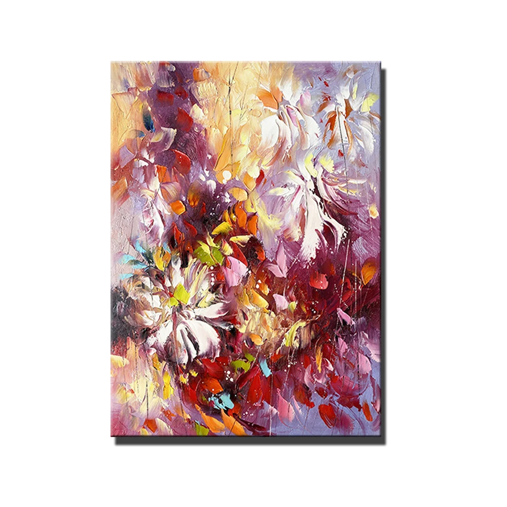 

100%Hand Painted Abstract Floral Oil Painting Unframed Large Modern Wall Art Salon Home Decoration Paintings On Canvas Handmade
