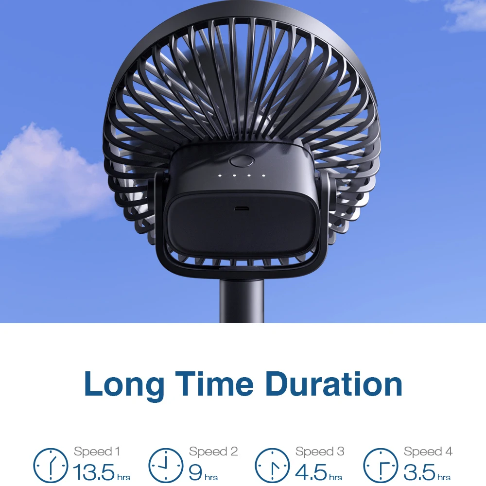 Портативный вентилятор JISULIFE для дома офиса стола настольный с зажимом батарея 4000