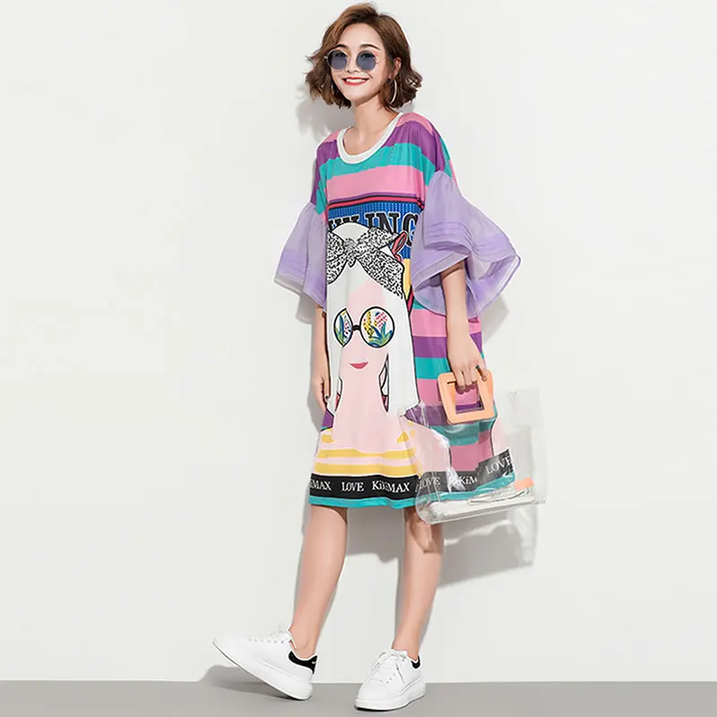 2020 летнее женское платье с героями мультфильмов свободное Повседневное