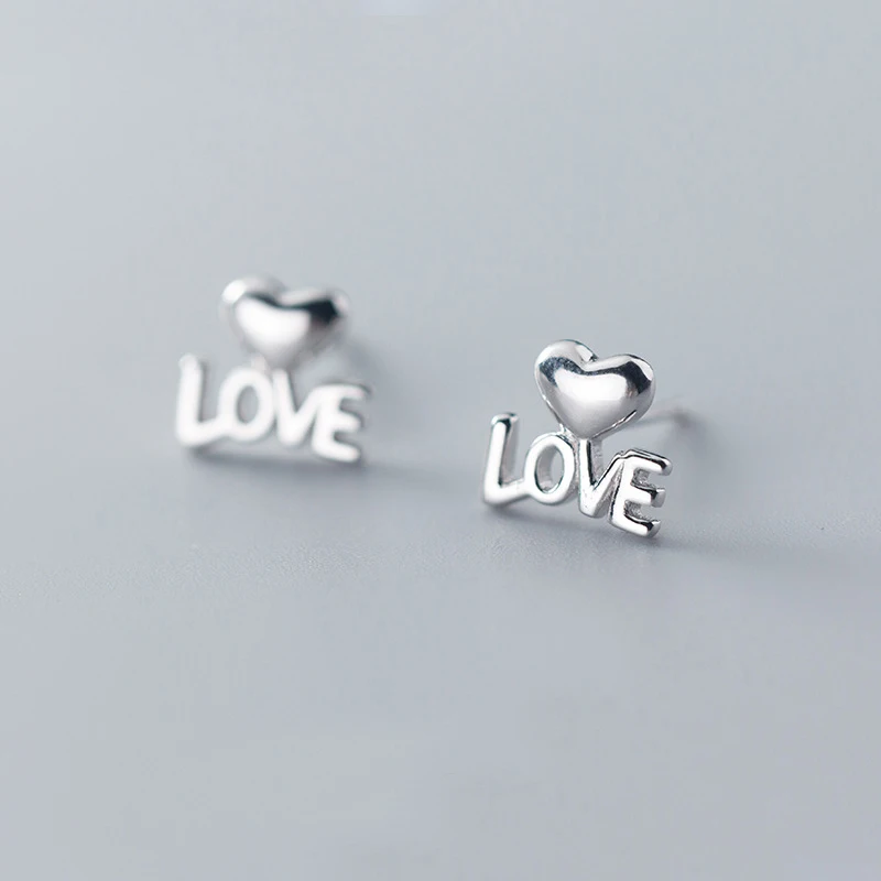

MloveAcc 925 Sterling Silver Jewelry Women Fashion Cute Small Love Heart Stud Earrings Gift for Girls Friends Kids Lady