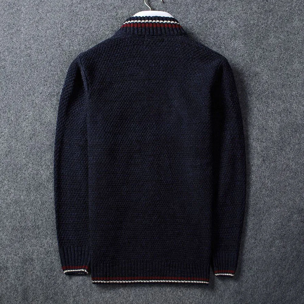 Мужской кардиган на молнии Черный Повседневный вязаный размера плюс 3XL в