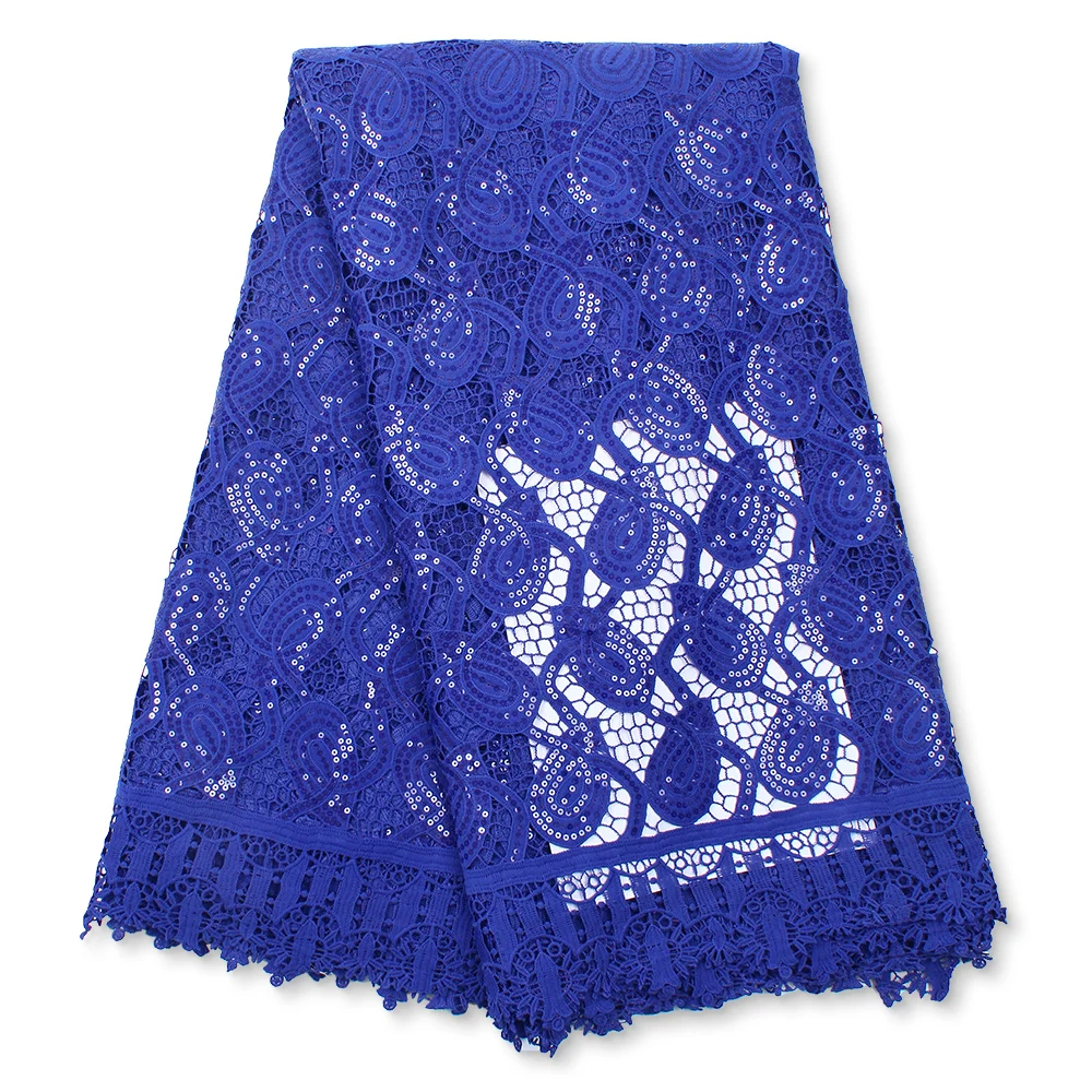

PGC Blue Nigerian French Sequins Lace Fabric For Nigerian Wedding Embroidery African Milk Silk Lace Fabric For Sewing YA4194B-2