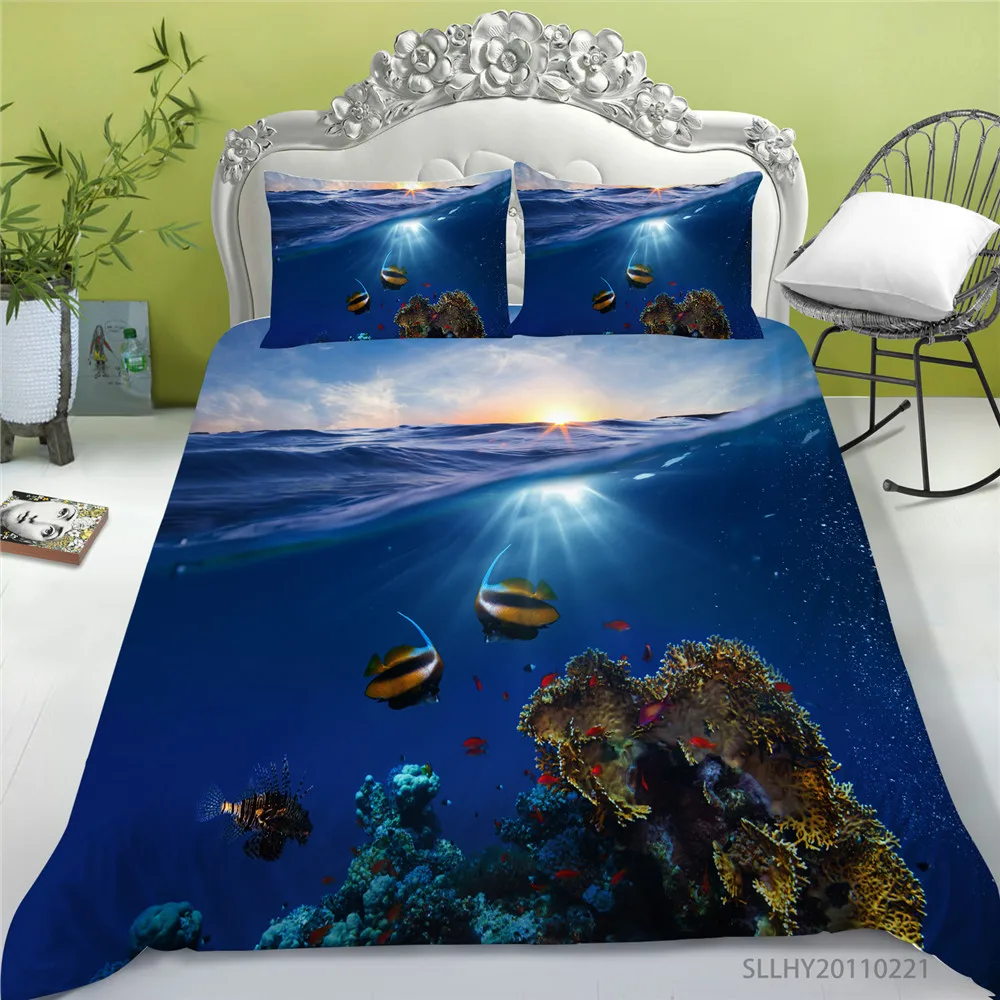 

Hotsale 3D Bedding Set King Size Duvet Cover Set Ocean Series Comforter Cover Set Unique Design Bed Set
