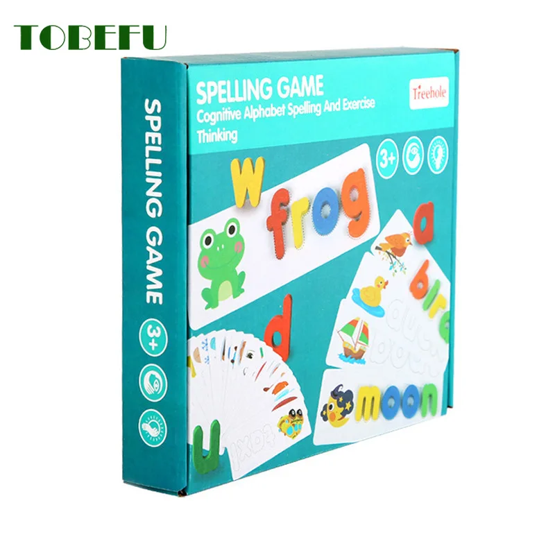 Ребенок Монтессори заклинание слова игра деревянная головоломка с изображением