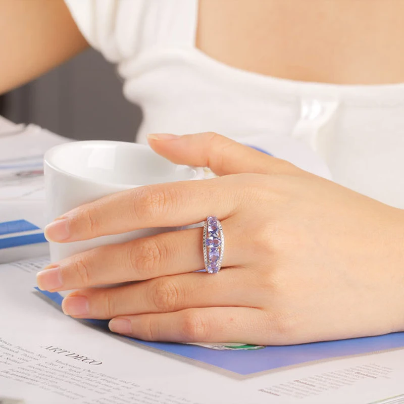 COSYA 925 пробы Элегантные кольца для женщин с голубым Сапфиром И танзанитом |