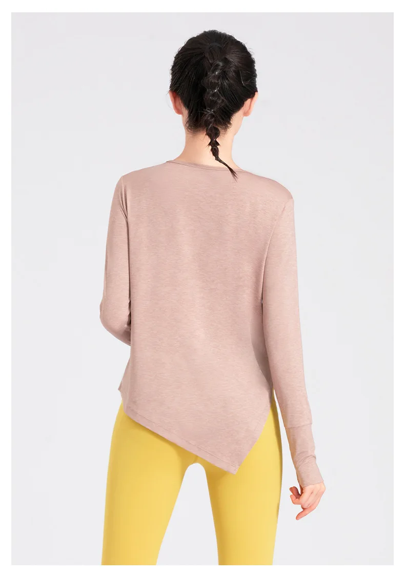 Women Tops Yoga Clothes Women Spring and Summer Breathable and Quick-drying Nude Loose Long-sleeved T-shirts Running Fitness