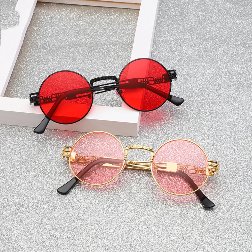 

Classic Gothic Steampunk Sunglasses Men Women Alloy Eyeglasses Retro Round Shades Brand Designer Colorful Sun Glasses UV400