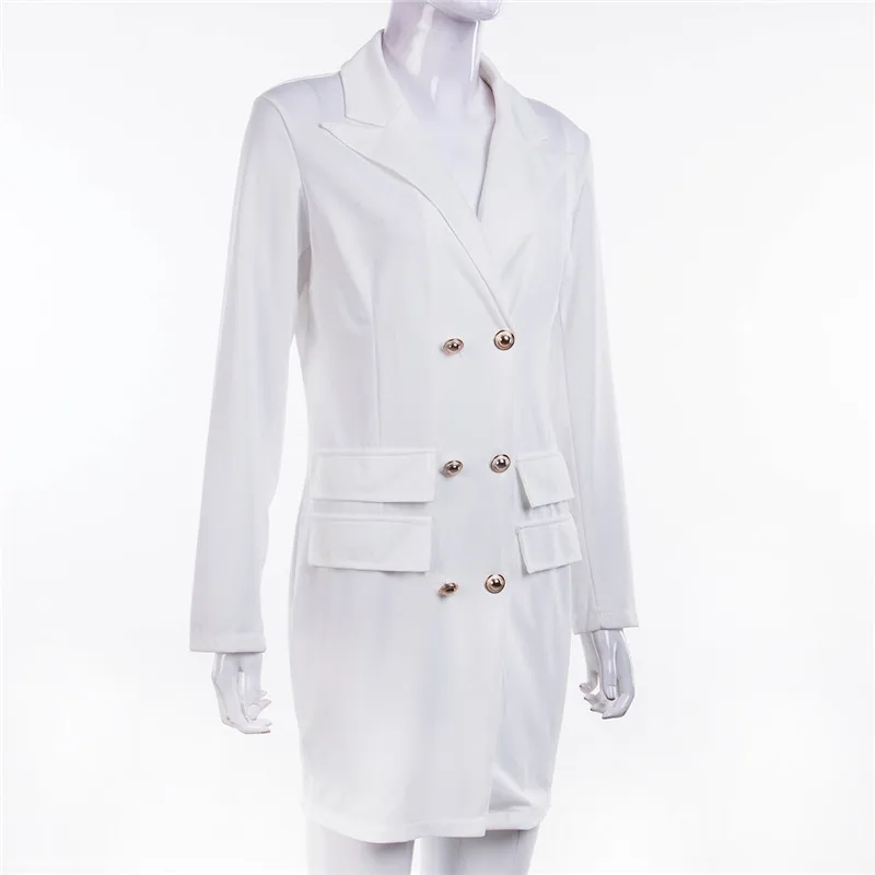 

Autumn Winter Suit Blazer Women 2019 New Casual Double Breasted Pocket Women Long Jackets Elegant Long Sleeve Blazer Outerwear