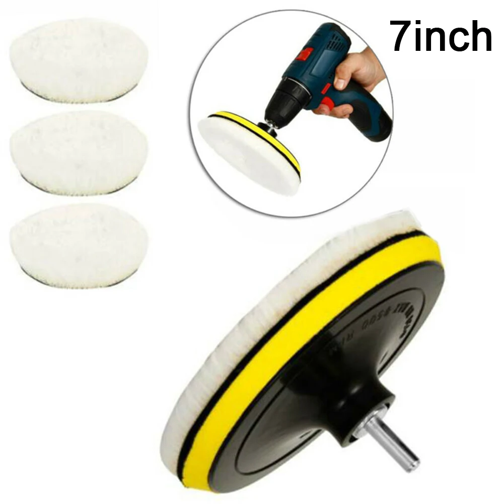 

5pcs/set 3/4/5/7inch Car Polishing Pads Soft Wool Machine Waxing Polisher Car Body Buffing Wheel Mop Kit M10 M14