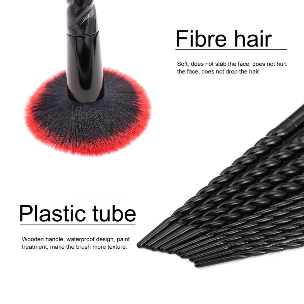 Новинка 10 шт. набор кистей для макияжа с единорогом красное пламя основа