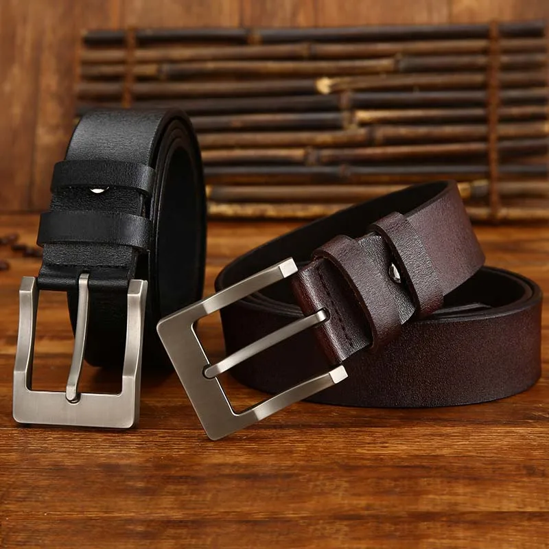 men's genuine leather belt fashion casual High quality cowhide retro buckle new design black brown Belts | Аксессуары для